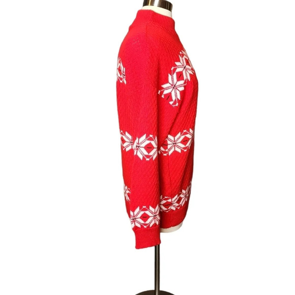 Vintage American Pride Red & White Mock Turtleneck Sweater USA Made Size Large - Picture 4 of 16